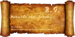 Matulányi Ixion névjegykártya